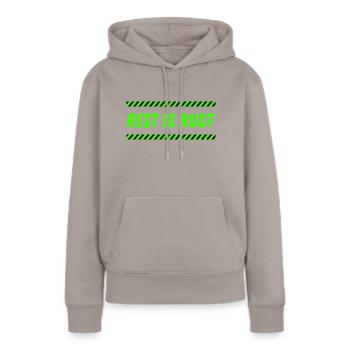 Rest is Rust | Exercise - Women’s Premium Organic Hoodie - taupe - Front - Julia (174cm)
