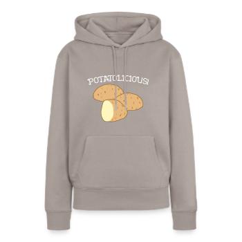 Kartoffel, Gemüse, Gesundes Essen, Kartoffel - Frauen Premium Bio Hoodie - Taupe - Vorne - Julia (174cm)