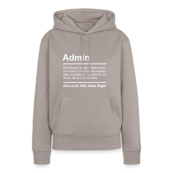 Admin - Sweat à capuche Premium bio Femme - taupe - Devant - Julia (174cm)