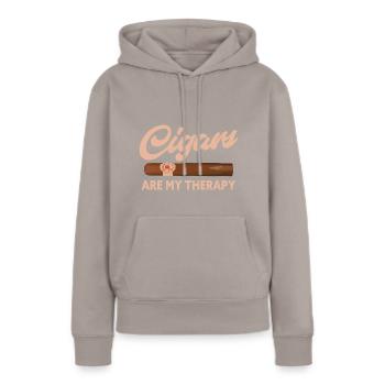 Les cigares sont ma thérapie Funng Cigar Smoker - Sweat à capuche Premium bio Femme - taupe - Devant - Julia (174cm)