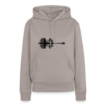 forêt, guitare en miroir - Sweat à capuche Premium bio Femme - taupe - Devant - Julia (174cm)