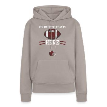 Ein Meisterschafts Herz - Football - Frauen Premium Bio Hoodie - Taupe - Vorne - Julia (174cm)
