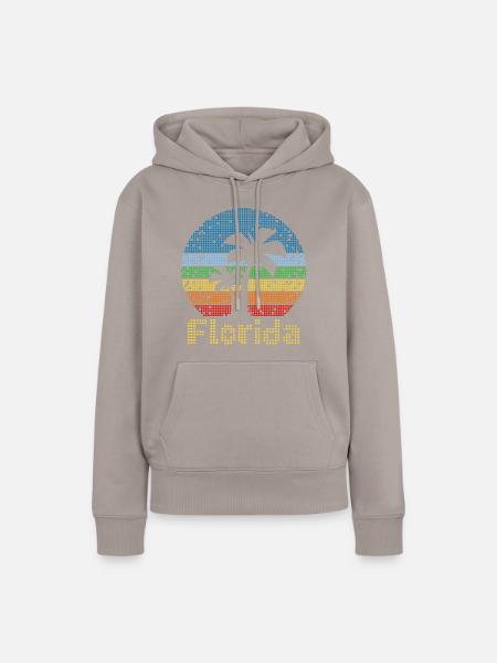 8bit Retro Florida Urlaub - Frauen Premium Bio Hoodie - Taupe