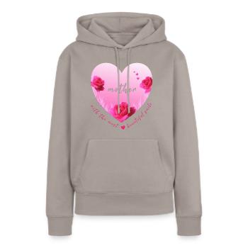 mother Mummy mom mama - Frauen Premium Bio Hoodie - Taupe - Vorne - Julia (174cm)