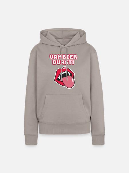 vambier,durst,vambier durst,vampir,helloween,bier - Frauen Premium Bio Hoodie - Taupe