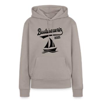 Bootsbauerin 2025 Beruf Bootsbauer Bootsbau Schiff - Frauen Premium Bio Hoodie - Taupe - Vorne - Julia (174cm)