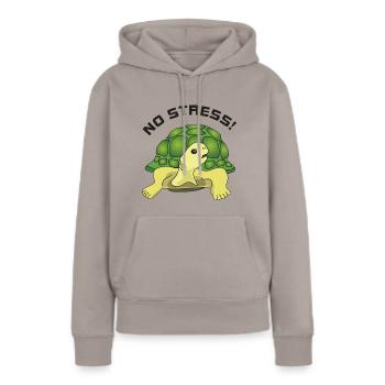 pas de stress - Sweat à capuche Premium bio Femme - taupe - Devant - Julia (174cm)