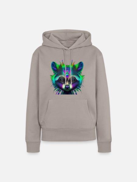 Fancy Waschbär - Frauen Premium Bio Hoodie - Taupe