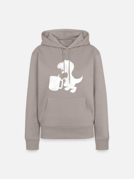 Tee Rex Teetrinker Dinosaurier - Frauen Premium Bio Hoodie - Taupe