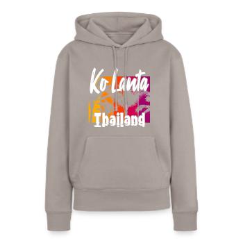 Ko Lanta Thaïlande - Sweat à capuche Premium bio Femme - taupe - Devant - Julia (174cm)