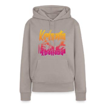 Ko Lanta Thaïlande - Sweat à capuche Premium bio Femme - taupe - Devant - Julia (174cm)