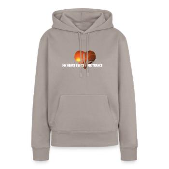 Mon cœur bat pour Trance - Sweat à capuche Premium bio Femme - taupe - Devant - Julia (174cm)