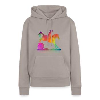 Look aquarelle de conduite hors route - Sweat à capuche Premium bio Femme - taupe - Devant - Julia (174cm)