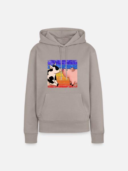 Kuh küsst Schwein - Frauen Premium Bio Hoodie - Taupe