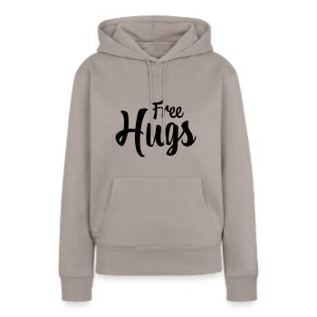Câlins gratuits - Sweat à capuche Premium bio Femme - taupe - Devant - Julia (174cm)