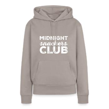 Club des grignoteurs de minuit 3 - Sweat à capuche Premium bio Femme - taupe - Devant - Julia (174cm)