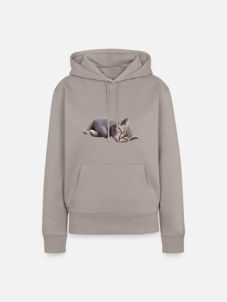 Schlafende Katze - Frauen Premium Bio Hoodie - Taupe