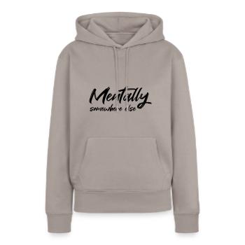 Mentalement ailleurs - Sweat à capuche Premium bio Femme - taupe - Devant - Julia (174cm)