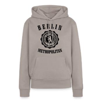 BERLIN METROPOLITAN CITY - Sweat à capuche Premium bio Femme - taupe - Devant - Julia (174cm)