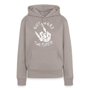 Pommesgabel Devil Horns Heavy Metal Rocker Hand - Frauen Premium Bio Hoodie - Taupe - Vorne - Julia (174cm)
