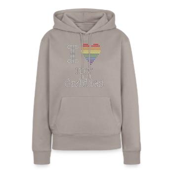 I LOVE MY DADDIES GIFT IDEA - Frauen Premium Bio Hoodie - Taupe - Vorne - Julia (174cm)
