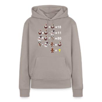 Devinette math math prof école primaire noël - Sweat à capuche Premium bio Femme - taupe - Devant - Julia (174cm)