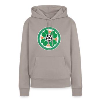 Irland Fussball Kleeblatt - Frauen Premium Bio Hoodie - Taupe - Vorne - Julia (174cm)