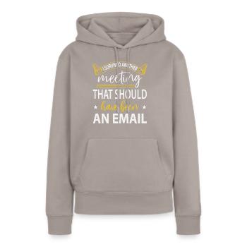 Meeting überlebt - Frauen Premium Bio Hoodie - Taupe - Vorne - Julia (174cm)