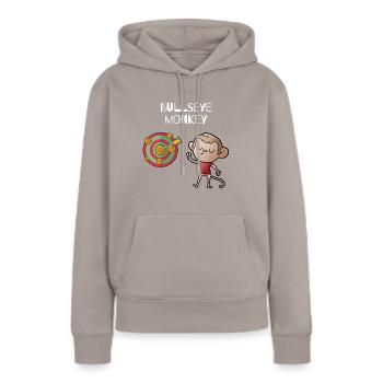 Singe Bullseye - singe effronté sur un jeu de fléchettes - Sweat à capuche Premium bio Femme - taupe - Devant - Julia (174cm)