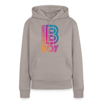 B Boy Breakdance Vintage - Sweat à capuche Premium bio Femme - taupe - Devant - Julia (174cm)