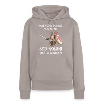 Chevaliers Templiers Graphiques Templiers Temples Chevaliers - Sweat à capuche Premium bio Femme - taupe - Devant - Julia (174cm)