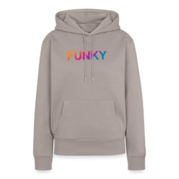Funky Music - Frauen Premium Bio Hoodie - Taupe - Vorne - Julia (174cm)