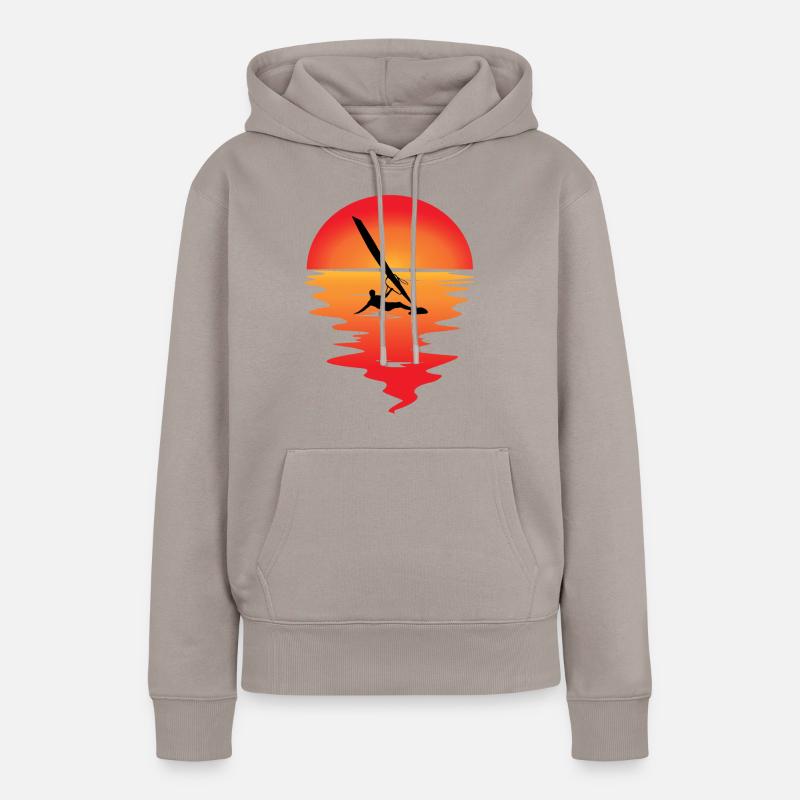 Windsurfer Sunset Windsurfing Windsurfing Gift - Sweat à capuche Premium bio Femme - taupe