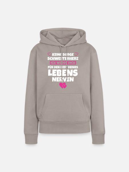Schwesterherz Geschenkidee Beste Schwester - Frauen Premium Bio Hoodie - Taupe