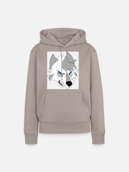 Aggressiver Wolf - Frauen Premium Bio Hoodie - Taupe