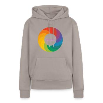 Regenbogen Ring "Trans" Pink - Frauen Premium Bio Hoodie - Taupe - Vorne - Julia (174cm)