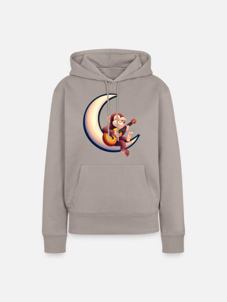 Musikalischer Affe im Halbmond - Frauen Premium Bio Hoodie - Taupe