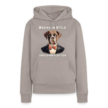 Boxe avec style - Sweat à capuche Premium bio Femme - taupe - Devant - Julia (174cm)