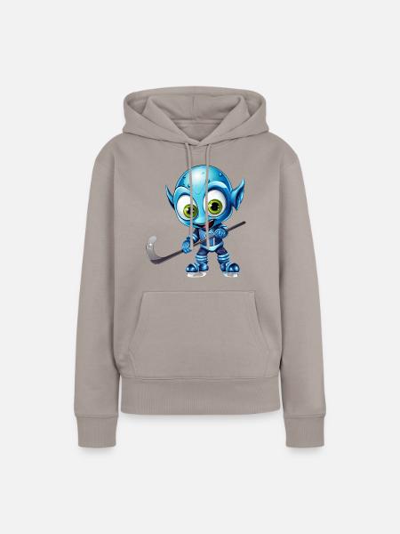 Schimpanse Eishockeyspieler: Dynamisches - Frauen Premium Bio Hoodie - Taupe