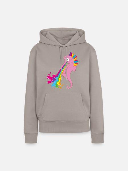 seepferdchen,bunt,regenbogen,rosa - Frauen Premium Bio Hoodie - Taupe