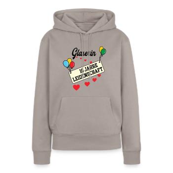 Glaserin Jubiläum 10 Jahre Glaserei Glasbau Firma - Frauen Premium Bio Hoodie - Taupe - Vorne - Julia (174cm)