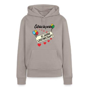 Estrichlegerin Jubiläum 10 Jahre 10. jähriges Jubi - Frauen Premium Bio Hoodie - Taupe - Vorne - Julia (174cm)