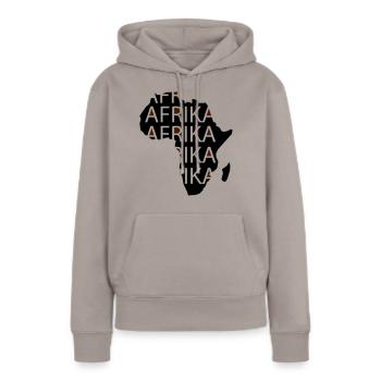 Afrique - Sweat à capuche Premium bio Femme - taupe - Devant - Julia (174cm)