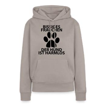 bissiges frauchen - Frauen Premium Bio Hoodie - Taupe - Vorne - Julia (174cm)