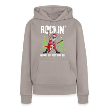 Rockin autour de l'arbre de Noël Santa rocker - Sweat à capuche Premium bio Femme - taupe - Devant - Julia (174cm)