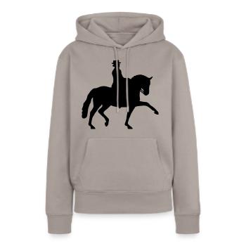 Dressurreiterin klassisch Silhouette - Frauen Premium Bio Hoodie - Taupe - Vorne - Julia (174cm)