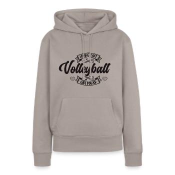 Loving Volleyball Girl Power I Spruch Logo Mädchen - Frauen Premium Bio Hoodie - Taupe - Vorne - Julia (174cm)