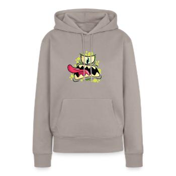 monstre - Sweat à capuche Premium bio Femme - taupe - Devant - Julia (174cm)