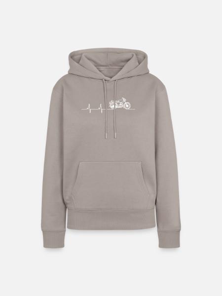 Simson S51 Herzschlag EKG Pulslinie Heartbeat - Frauen Premium Bio Hoodie - Taupe