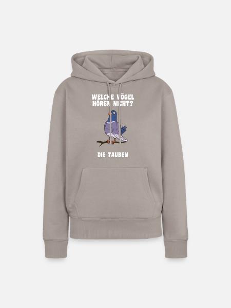 Das Tauben Witze Design - Frauen Premium Bio Hoodie - Taupe